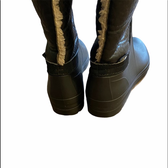 Faux Fur Lining Winter Mid Claves warm Boots. Black Leather Size 37 GUC - Picture 7 of 9